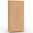 ID MARKET - Armoire 2 portes JULIETTE effet lattes tasseau bois coloris chêne penderie 80 cm avec étagères rangement - vignette