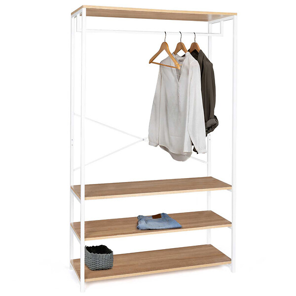 ID MARKET - Dressing large L. 100 cm DETROIT design industriel bois et métal blanc - large