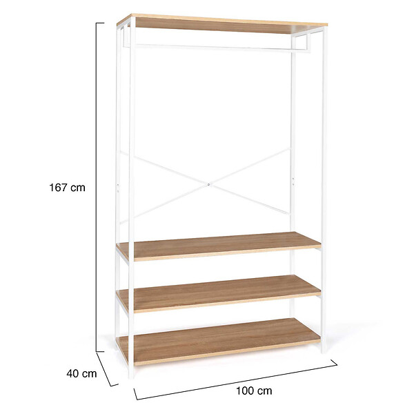 ID MARKET - Dressing large L. 100 cm DETROIT design industriel bois et métal blanc - large