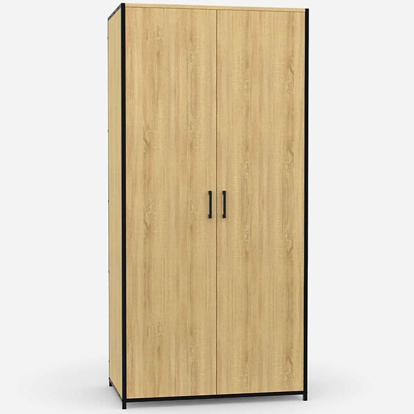 ID MARKET - Armoire 2 portes DETROIT penderie 80 cm avec étagères rangement maxi capacité design industriel - large