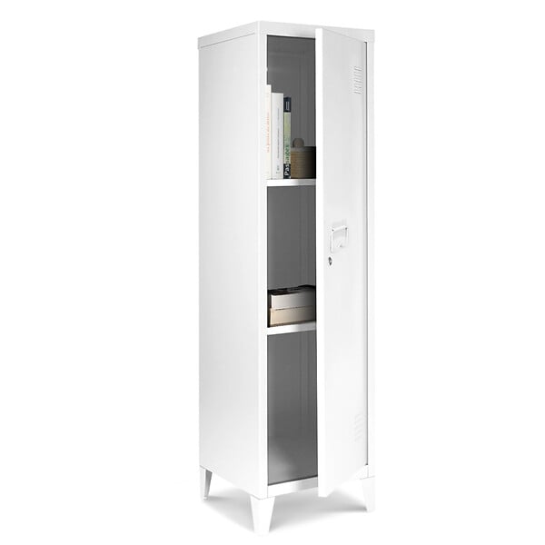 ID MARKET - Armoire vestiaire ESTER 1 porte métal blanc design industriel - large