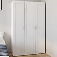ID MARKET - Armoire 3 portes VITO blanc penderie 120 cm avec étagères - vignette