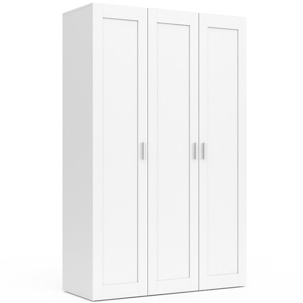 ID MARKET - Armoire 3 portes VITO blanc penderie 120 cm avec étagères - large