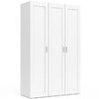 ID MARKET - Armoire 3 portes VITO blanc penderie 120 cm avec étagères - vignette