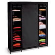 ID MARKET - Armoire de rangement penderie pliable vêtements en tissu noir dressing XXL - vignette