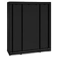 ID MARKET - Armoire de rangement penderie pliable vêtements en tissu noir dressing XXL - vignette