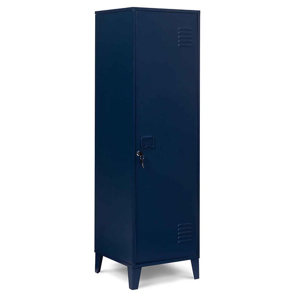ID MARKET - Armoire vestiaire ESTER 1 porte métal bleu foncé design industriel - large