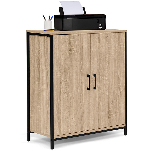 ID MARKET - Armoire basse DETROIT 2 portes design industriel - large