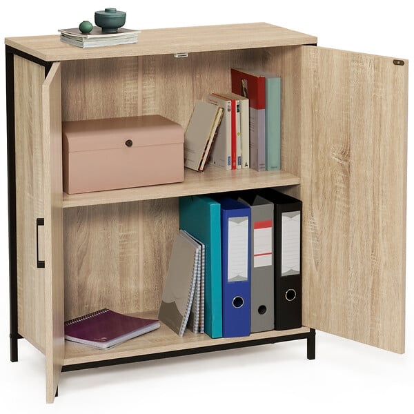 ID MARKET - Armoire basse DETROIT 2 portes design industriel - large