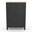 ID MARKET - Armoire basse ESTER 2 portes métal noir et plateau bois design industriel - vignette