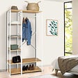 ID MARKET - Dressing penderie étagères L. 90 cm DETROIT design industriel bois et métal blanc - vignette