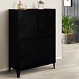 ID MARKET - Armoire basse ESTER 4 portes métal noir design industriel - vignette