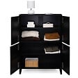 ID MARKET - Armoire basse ESTER 4 portes métal noir design industriel - vignette