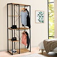 ID MARKET - Dressing double penderie étagères L. 90 cm DETROIT design industriel - vignette