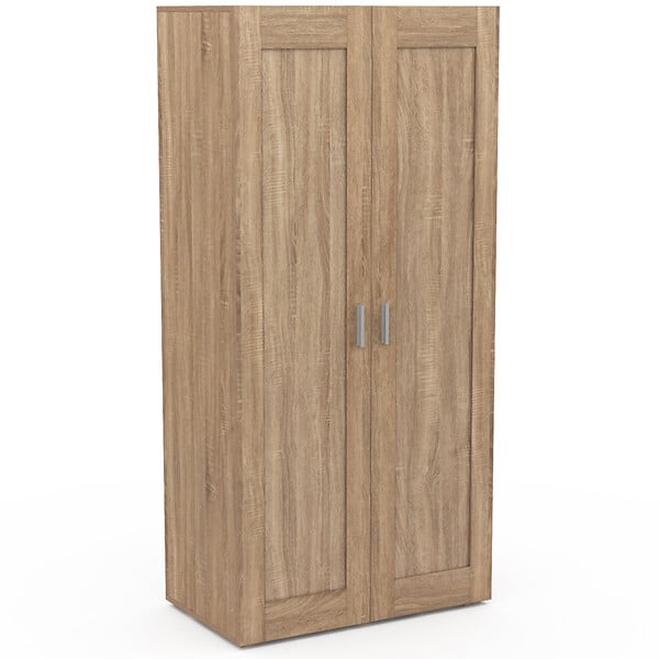 ID MARKET - Armoire 2 portes VITO hêtre penderie 80 cm avec étagères rangement maxi capacité - large