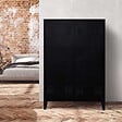 ID MARKET - Armoire basse ESTER 2 portes métal noir design industriel - vignette
