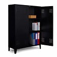 ID MARKET - Armoire basse ESTER 2 portes métal noir design industriel - vignette
