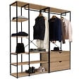 ID MARKET - Dressing modulable double penderie étagères et 2 tiroirs DETROIT design industriel - vignette