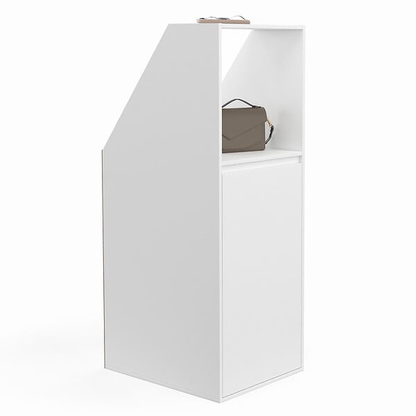 ID MARKET - Armoire sous pente 1 porte et 1 niche TOMI 40 x 50 x 110/70 cm blanc - large