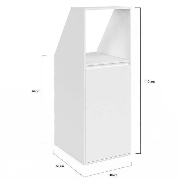 ID MARKET - Armoire sous pente 1 porte et 1 niche TOMI 40 x 50 x 110/70 cm blanc - large