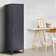 ID MARKET - Armoire vestiaire ESTER 1 porte métal gris foncé design industriel - vignette