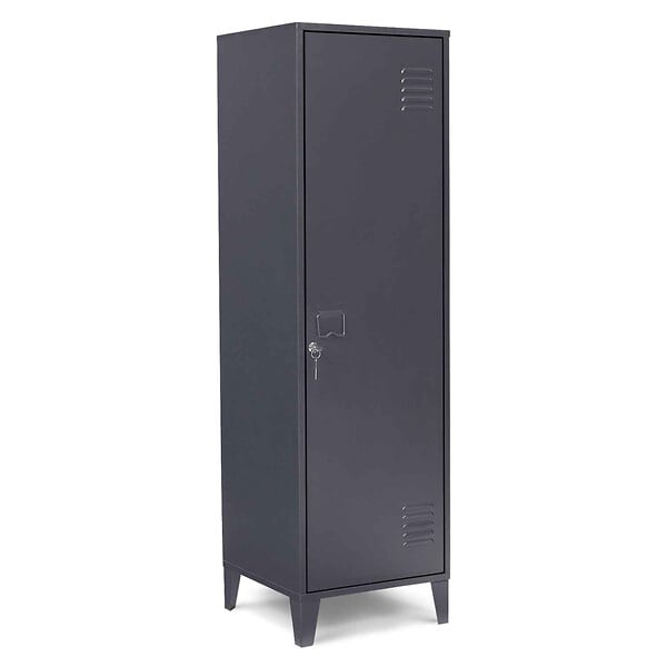 ID MARKET - Armoire vestiaire ESTER 1 porte métal gris foncé design industriel - large
