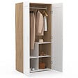 ID MARKET - Armoire 2 portes VITO blanc et bois penderie 80 cm avec étagères rangement maxi capacité - vignette