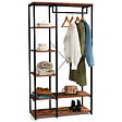 ID MARKET - Dressing penderie étagères L. 90 cm HAWKINS bois foncé design industriel - vignette
