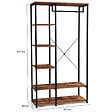 ID MARKET - Dressing penderie étagères L. 90 cm HAWKINS bois foncé design industriel - vignette