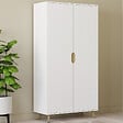 ID MARKET - Armoire 2 portes HELSINKI scandinave blanc penderie 80 cm avec étagères rangement maxi capacité - vignette
