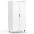ID MARKET - Armoire 2 portes HELSINKI scandinave blanc penderie 80 cm avec étagères rangement maxi capacité - vignette