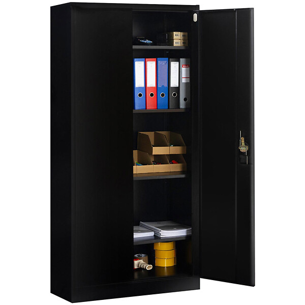 ID MARKET - Armoire métallique 80 cm 5 niveaux noire - large