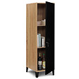 ID MARKET - Armoire vestiaire ESTER 1 porte métal noir et contour bois design industriel - vignette