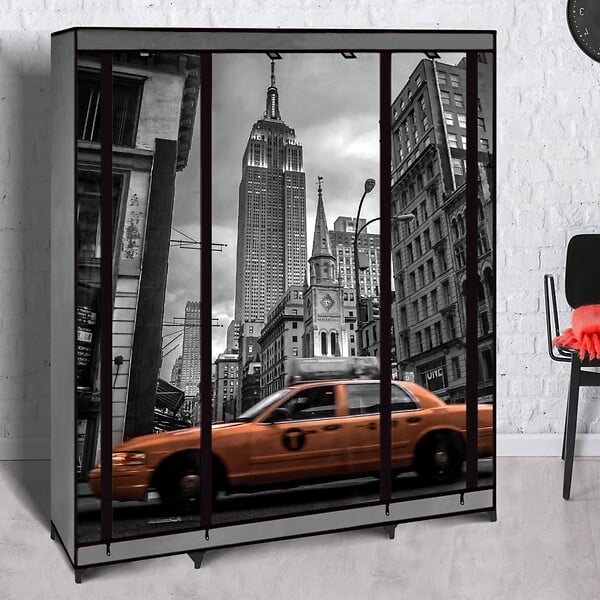 ID MARKET - Armoire de rangement penderie pliable vêtements en tissu NEW-YORK dressing XXL - large