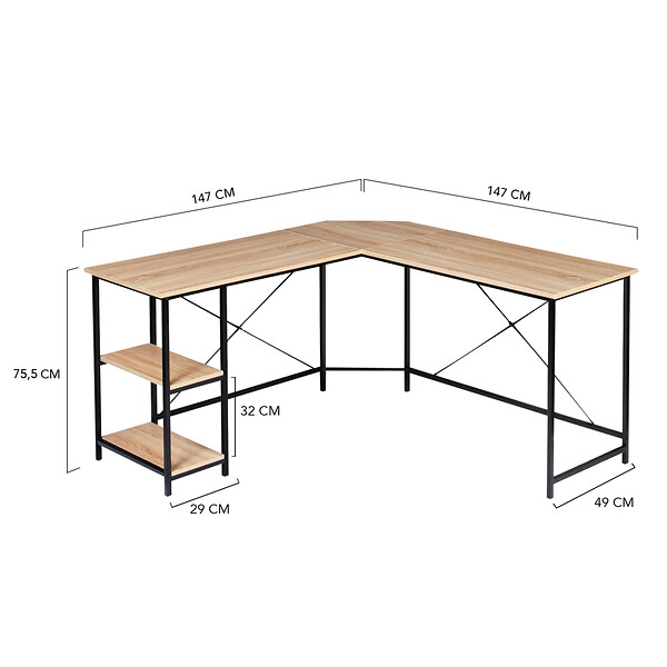 ID MARKET - Bureau d'angle en forme de L DETROIT design industriel - large