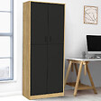 ID MARKET - Armoire de bureau 190 cm multifonction MARIA bois et noir 2 portes 4 étagères - vignette