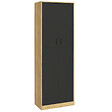 ID MARKET - Armoire de bureau 190 cm multifonction MARIA bois et noir 2 portes 4 étagères - vignette