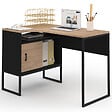 ID MARKET - Bureau d'angle ROB noir et façon hêtre niche de rangement et porte design industriel - vignette