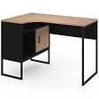 ID MARKET - Bureau d'angle ROB noir et façon hêtre niche de rangement et porte design industriel - vignette
