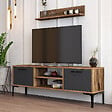 HABITAT ET JARDIN - Meuble TV en bois "Riga" - 140 x 30 x 48 cm - NoyerAnthracite - vignette