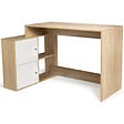 ID MARKET - Bureau d'angle en forme de L BOB avec portes façon hêtre et blanc - vignette