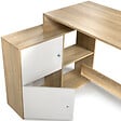 ID MARKET - Bureau d'angle en forme de L BOB avec portes façon hêtre et blanc - vignette