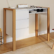 ID MARKET - Bureau scandinave HUGO avec 3 tiroirs et niche blanc et bois - vignette