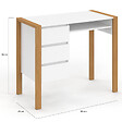 ID MARKET - Bureau scandinave HUGO avec 3 tiroirs et niche blanc et bois - vignette