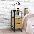 ID MARKET - Lot de 2 tables de chevet DETROIT 2 tiroirs et 1 niche bois et métal noir design industriel - vignette