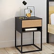 ID MARKET - Lot de 2 tables de chevet ERNEST 1 tiroir et 1 niche noir et façon hêtre - vignette