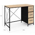 ID MARKET - Bureau 3 tiroirs en tissu UTAH bois et noir design industriel - vignette