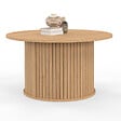 ID MARKET - Table basse ronde JULIETTE 70 cm lattes tasseau bois coloris chêne - vignette