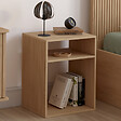 ID MARKET - Lot de 2 tables de chevet NORA avec rangements ouverts effet lattes et bois - vignette