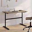 ID MARKET - Bureau droit JEANNE assis debout à manivelle hauteur réglable 70 - 120 cm bois façon hêtre et noir - vignette